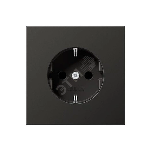 Штепсельная розетка SCHUKO одинарная, с заземлением, без шторок, 16A, 250В  (механизм + накладка, без рамки). Серия LS990  Материал- металл  антрацит