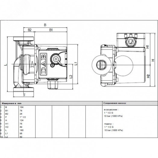 Насос циркуляционный VA 25/180X (1 1/4') M 230/50 с мокрым ротором без частотного регулирования