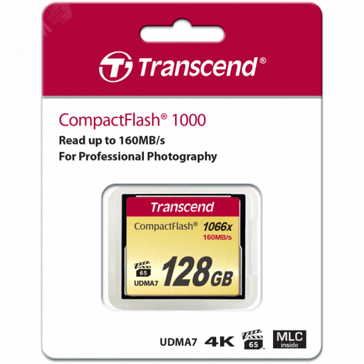 Карта памяти 128GB CompactFlash 1000, MLC, 160 МБ/с