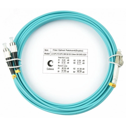 Шнур оптический duplex 10м LC-FC 50/125 мм OM3 LSZH