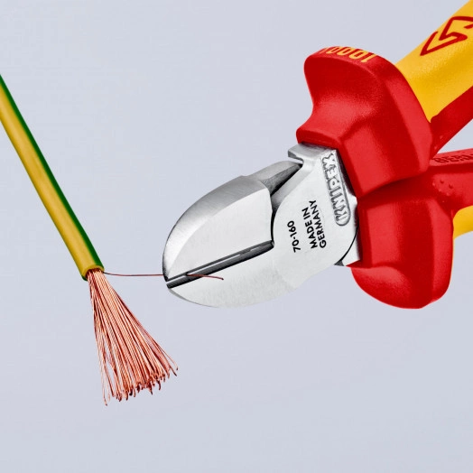 Бокорезы VDE 1000V резка - мягкая проволока 4мм проволока средней твердости 3мм твердая проволока 2мм L=160мм 62HRC диэлкектрические хромированные двухкомпонентные рукоятки крепление для страховки блистер