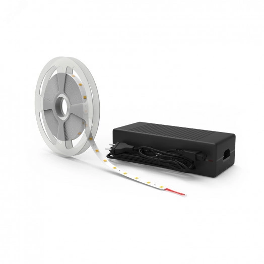 Лента светодиодная LED (комплект лента и драйвер) 2835/240-SMD 14,4 Вт/м 1600 Лм/м 4000К белый IP20 12 В DC 8 мм (катушка 5 м) Basic Gauss