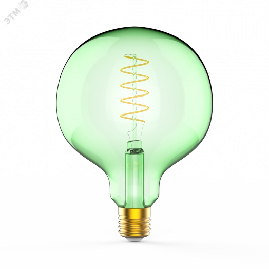 Лампа светодиодная филаментная LED 5 Вт 190 лм 1800К AC185-265В E27 шар G125 теплая зеленая колба Black Filament Gauss