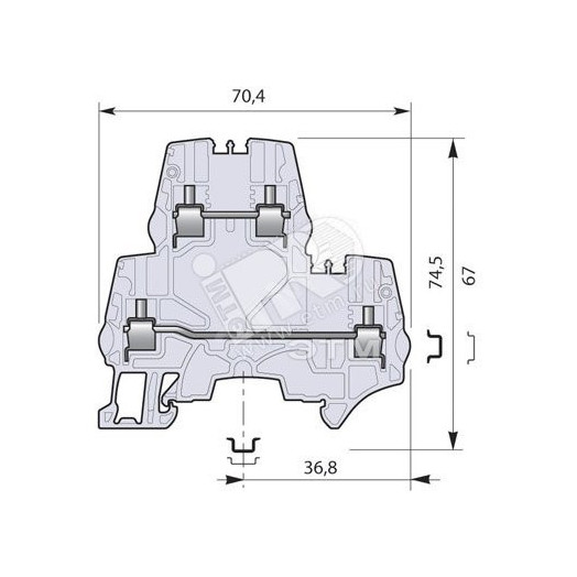 Клемма винтовая 4мм.кв.двухуровневая серая ZS4-D2