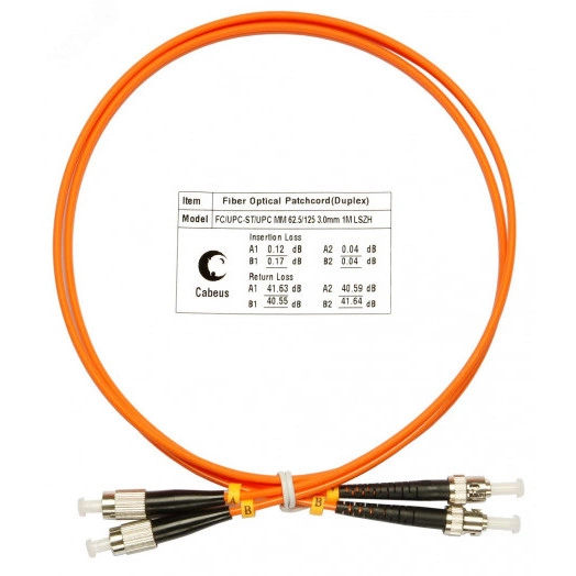 Шнур оптический duplex 1м FC-ST 62,5/125 мм LSZH