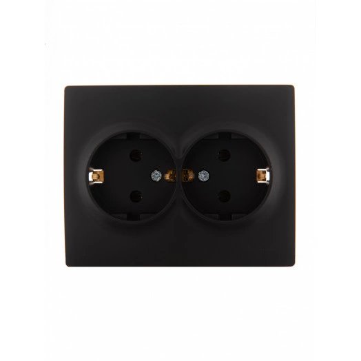 KARINA Розетка двойная с/з ПБТ чёрный бархат (10шт/120шт)