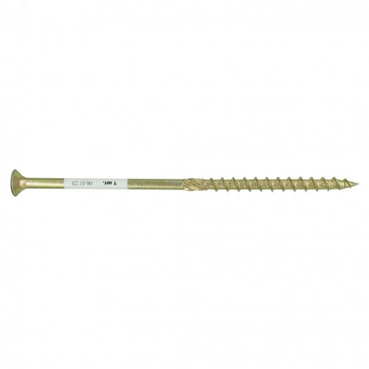 Саморез конструкционный по дереву 8х180 TX 40 с фрезой, желтопассивированный, потайная головка (1 шт.)