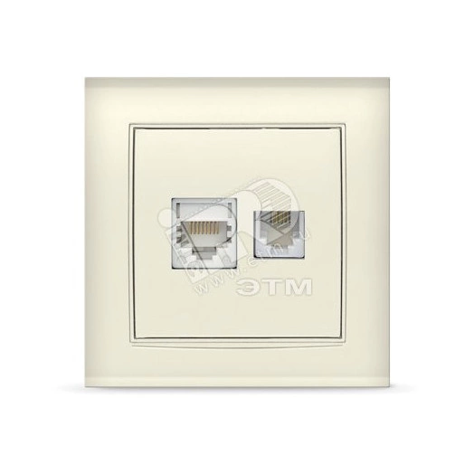 Розетка Бриллиант компьютерная + TF слоновая кость