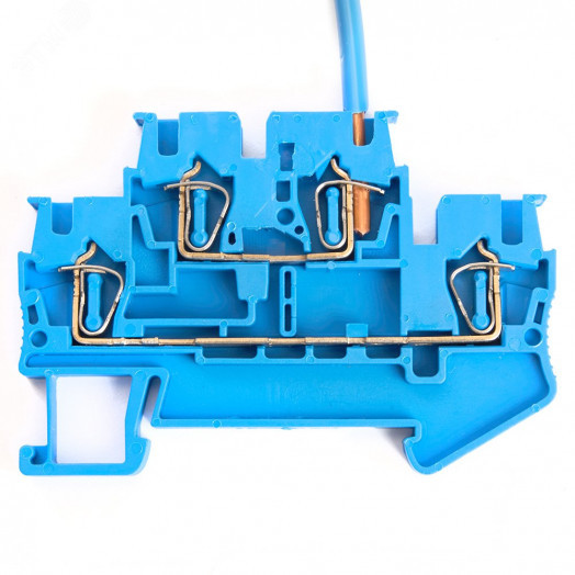 Зажим пружинный, 4-проводной проходной 2 уровня ЗНИ - 2,5, JXB ST 2,5, синий LD555-2-25