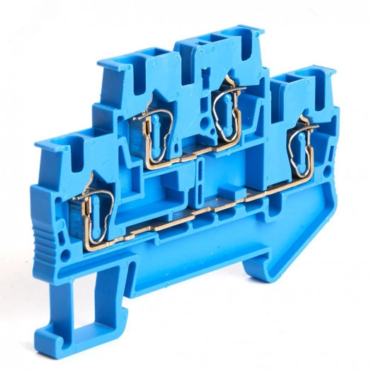 Зажим пружинный, 4-проводной проходной 2 уровня ЗНИ - 2,5, JXB ST 2,5, синий LD555-2-25