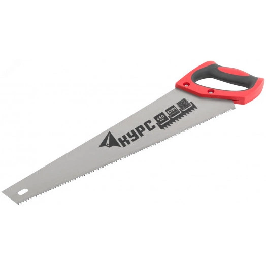 Ножовка по дереву универсальная, шаг 4.5 мм, пластиковая прорезиненная ручка 450 мм