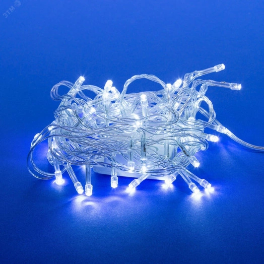 Гирлянда светодиодная с контроллером 5м 50 светодиодов Белый свет Провод прозрачный ULD-S0500-050/DTA WHITE IP20