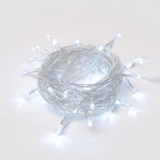 Гирлянда светодиодная с контроллером 5м 50 светодиодов Белый свет Провод прозрачный ULD-S0500-050/DTA WHITE IP20