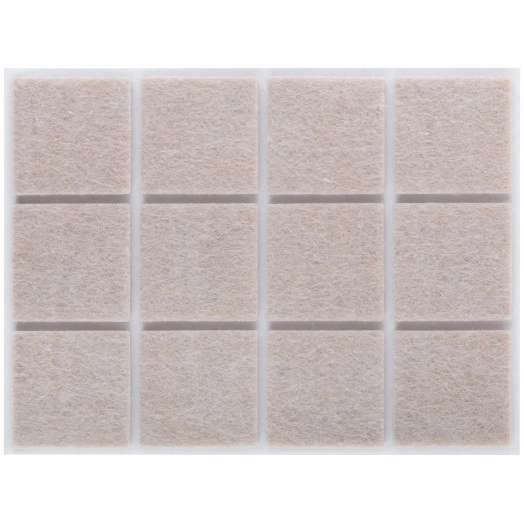 Подкладки для мебели самоклеющиеся квадратные 25 х 25 мм, 12 шт., войлок