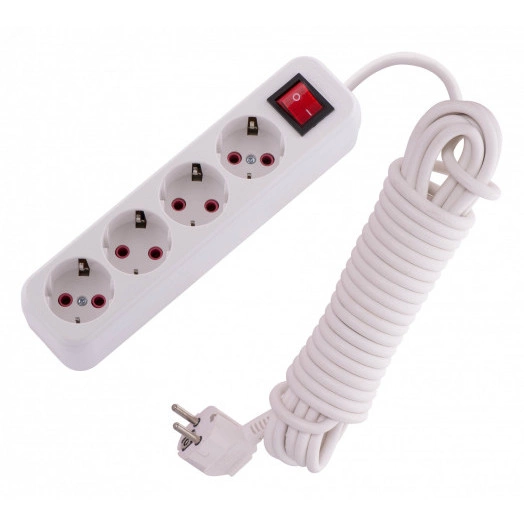 Удлинитель с заземлением 4 входа 7 метров с выключателем