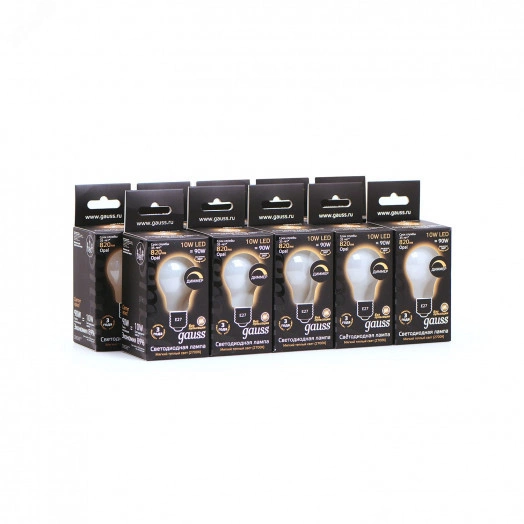 Лампа светодиодная филаментная LED 10 Вт 820 лм 2700К AC185-265В E27 А60 (груша) теплая матовая колба диммируемая Black Filament Gauss