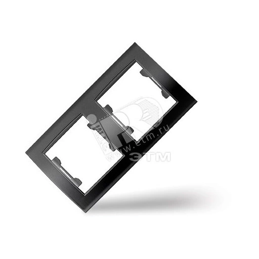 Рамка 2 поста Бриллиант горизонтальная черная