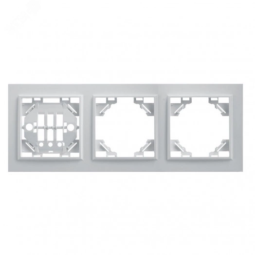 Рамка трехместная горизонтальная, серия Эрна, белый,