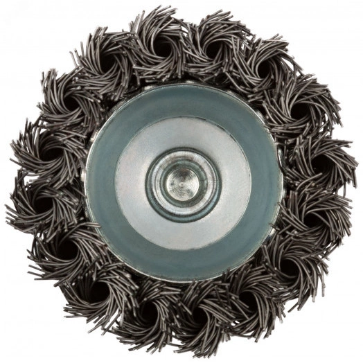 Кордщетка-чашка, со штифтом, витая стальная проволока 70 мм