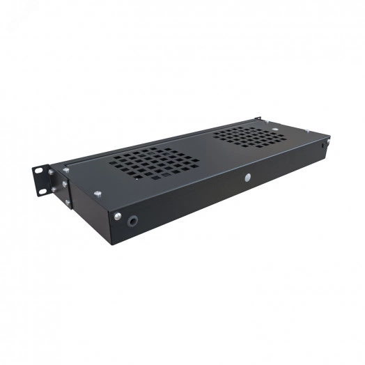 Модуль вентиляторный крепление на 19 1U, 2 элемента, электронный термоконтроллер, цифровой термодатчик, черный RAL 9005