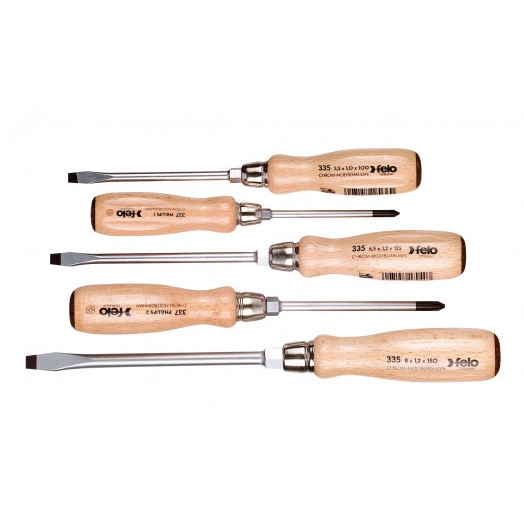 Набор отверток ударных SL/PH с деревянной рукояткой, 5 шт