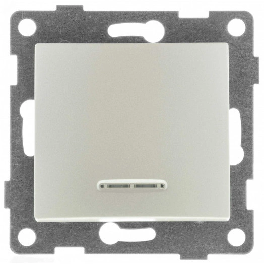 GUSI Bravo МЕХАНИЗМ Выключатель одноклавишный со светоиндикацией, скрытая установка, 10А, 250В. Цвет шампань