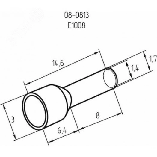 Наконечник штыревой втулочный изолир F-8 мм 1 кв мм (НШВи 1.0-8) красный, REXANT