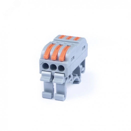 Клемма соединительная универсальная проходная 3 полюса с рычагом на DIN-рейку 0.08-2