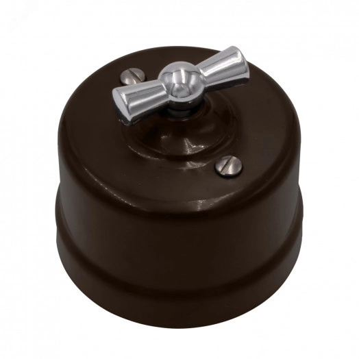 Выключатель Лизетта 2-кл., пластик, цвет Коричневый, Серебро