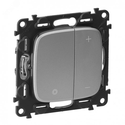 Valena ALLURE Светорегулятор кнопочный универсальный 400Вт без нейтрали С лицевой панелью Алюминий