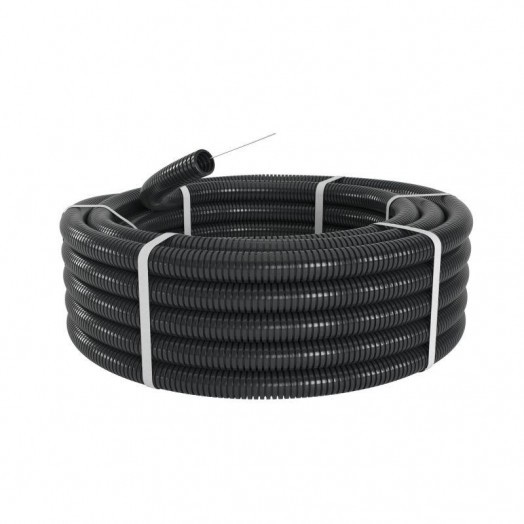 Труба гофрированная ПА d17мм ПВ-2 Dвн.16.8мм Dнар.21.2мм с протяжкой черн. (уп.50м) DKC PA611721F2