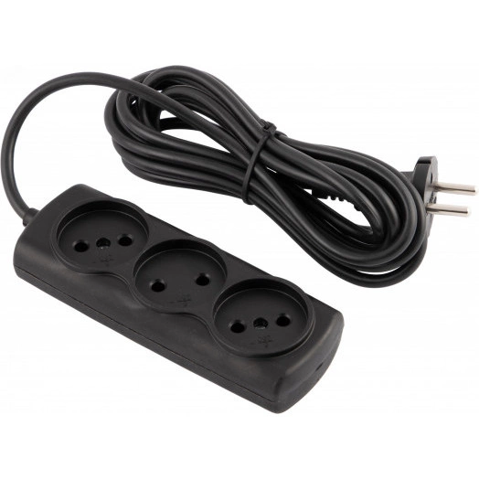 Удлинитель 'Эконом' 5м/3роз. (ШВВП 2х0,75) черный