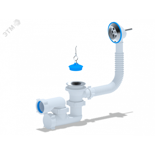Сифон для ванны АНИ 1 1/2' x 40 с выпуском и переливом регулируемый