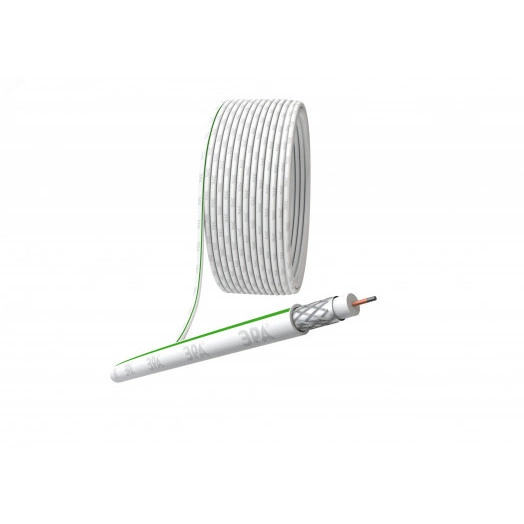 Кабель коаксиальный SAT 703 B75 Ом CCS/(оплётка Al 75%) PVC белый 20м SIMPLE