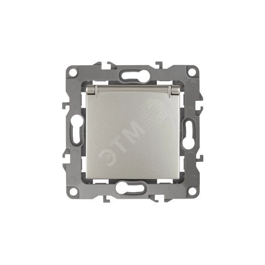 Розетка 2P+E Schuko со шторками с крышкой, 16A-250В, Эра12, перламутр, 12-2103-15