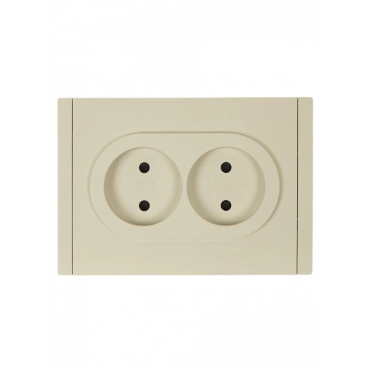 FORTE&PIANO Розетка 2-местная без заземления с защитными шторками безвинтовое крепление 10А FP425 ваниль IEK