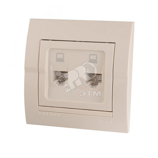 DERIY Розетка компьютерная двойная жемчужно-белая металлик