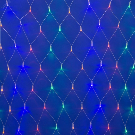 Сетка светодиодная с эффектом мерцания 1.5х1.5м   Соединямая 96 светодиодов Разноцветный свет Проводпрозрачный ULD-N1515-96/TTK MULTI IP44