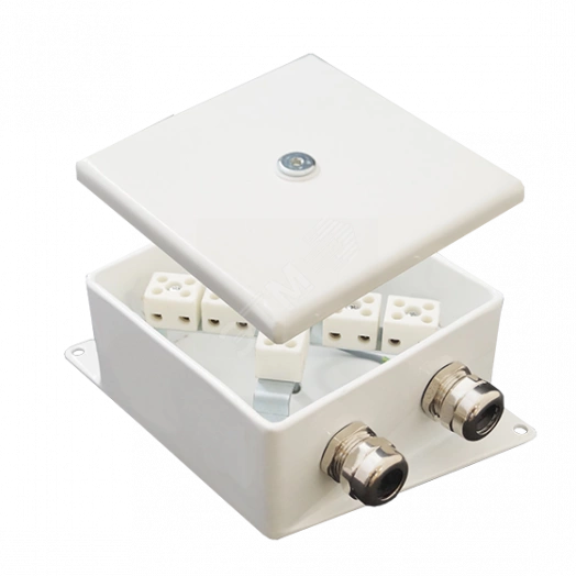 Коробка монтажная огнестойкая КМ-О (6к*60)-IP66-120х120 два ввода AB