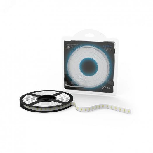 Лента светодиодная LED 2835/60-SMD 4,8 Вт/м 210 Лм/м синий IP20 12 В DC 8 мм (блистер 5 м) Black Gauss