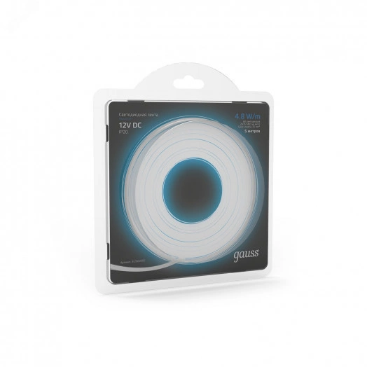 Лента светодиодная LED 2835/60-SMD 4,8 Вт/м 210 Лм/м синий IP20 12 В DC 8 мм (блистер 5 м) Black Gauss