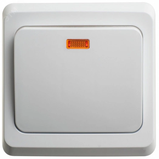 ЭТЮД Переключатель одноклавишный скрытый с подсветкой белый сх.6