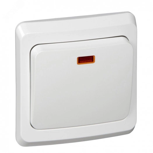 ЭТЮД Переключатель одноклавишный скрытый с подсветкой белый сх.6