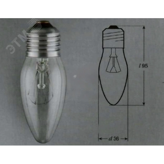 Лмпа накаливания ДС 230-40вт Е14 Свеча Калашниково
