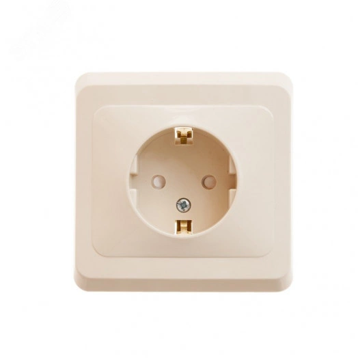 ЭТЮД Розетка скрытая с заземлением со шторками бежевая