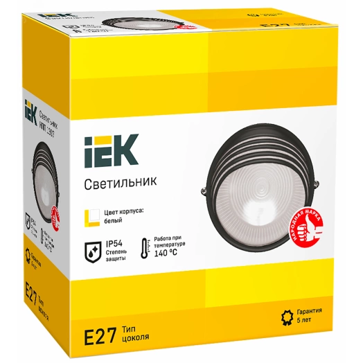 Светильник НПП1307 белый/круг ресничка 60Вт IP54 IEK