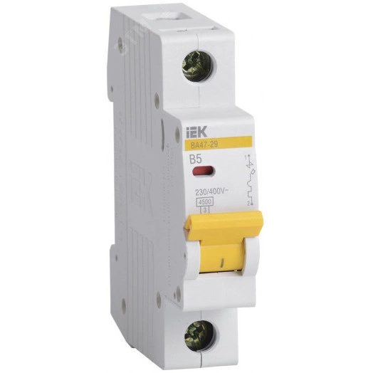 Выключатель автоматический однополюсный 5А В ВА47-29 4.5кА