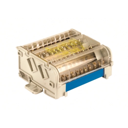 Блок распределительный на DIN-рейку 4 полюса 100А 5х6мм 2х7.5мм