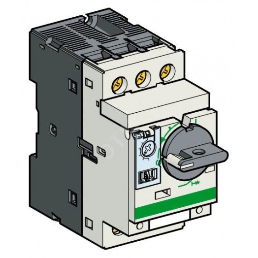 Выключатель автоматический для защиты электродвигателей 1.6-2.5А GV2 управление ручкой винтовые зажимы +1но/1нз фронтальный