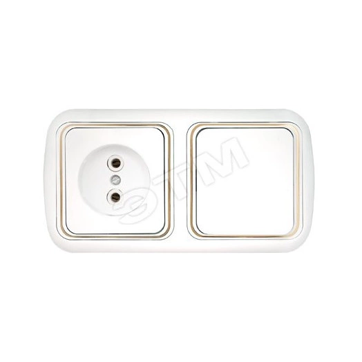 Беларусь Блок скрытый: выключатель одноклавишный + розетка 2К Гармония Люкс